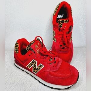 New balance 574 women red animal print size 8.5